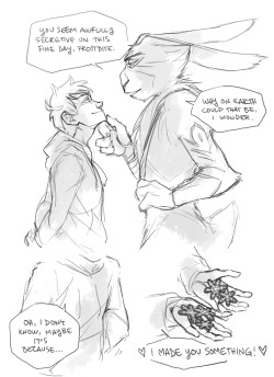 Happy Valentine&rsquo;s Day bleedinginkandsugar! Prompt was: &ldquo;Jack finds out what happens to Bunny on their first valentines over chocolate. The things Bunny will do for love.&rdquo; I haven&rsquo;t read the books so I actually have like no idea