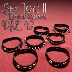 RumenD has created some conforming leather collars for your scenes! Leather with studs and metallic wording. This product contains 7 high-poly models which represent real-life objects. Perfect for your BDSM or just plain fashionable renders! Sex Toys