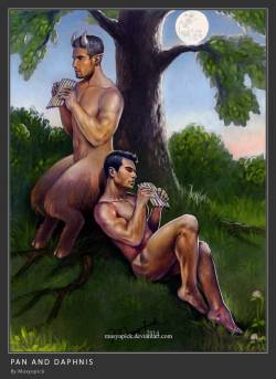 gayillustrations:  Art by Musyupick His father was Hermes, god of merchants and thieves, and his mother was a Sicilian nymph who was tricked by Hermes into making love to him. … The book The Gay Greek Myths restores the homosexual and homoerotic content