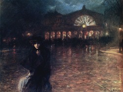 1910-again:  Lionello Balestrieri.Â Woman on a Paris Street at NIght. 1924. 