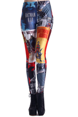 fashiontipsfromcomicstrips:  Comic Super Hero Print Leggings, ศ.99 @ Romwe In case you wanted to wear Grant Morrison’s Batman run on your legs. 
