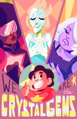 jovaline:  Garnet, Amethyst, and Pearl … and STEVEN! I should probably wait for a less ungodly hour to post this but WHOO IT’S DONE! Two more prints to go. 
