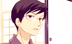 musicroomnumberthree:  ouran gif meme: kyoya ootori + looking down↳requested by anonymous