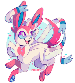 fawnshy:    I drew a little Sylveon sticker for the Eeveeluzine a few months ago! Everyone’s art looks so wonderful. I’m happy I was given the chance to contribute!  You can preorder the zine and merch bundle here! 