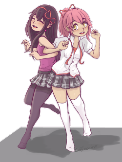 Madohomu after school dance party Or something like that Maybe it&rsquo;s Madoka doing the butt thing she does in Rebellion&rsquo;s opening. That was what I had intended to do at first, but then I wanted a happy Homucifer, so&hellip; This was the first