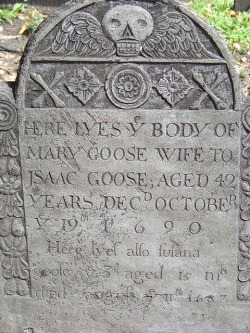 Mother Goose headstone in the Granary Cemetery in Boston.