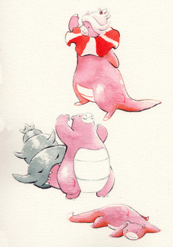 gracekraft:  Wrapping up this section of water dwelling Pokemon in the Johtodex is the Slowpoke line! Slowking is actually my mom’s favorite Pokemon and we both have fond memories of it from the second Pokemon movie.  I think anxious people like us