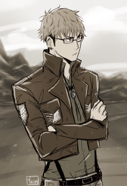 yuki119:   &ldquo;Cadets, let me introduce you to Commander Kirschstein, head of the Survey Corp.&rdquo;  Edit: Added the bolo tie so stop sending me messages about this guys ;_____; 