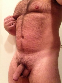 Hot and horny, hairy bear with loaded ballsack and thick uncut cock. What else would you want right now? :)