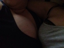 ourloveourlust:  Last photos of us together for awhile enjoy &lt;3. My butt is on the left B’s is on the right her boobs are on the bottom. I’m eating her in both pictures. And the top pic on the left is both of our boobs! Yay! -C.  Ps happy New Years