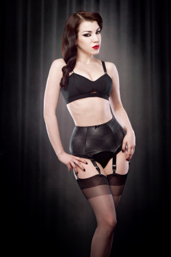 kissmedeadlier:http://www.kissmedeadly.co.uk/archive/opticsuspenderFrom 2013, just a little something to keep the suspender belt fans happy!This was a limited edition version of our Van Doren 6-strap suspender belt, made with a silver glitter print that