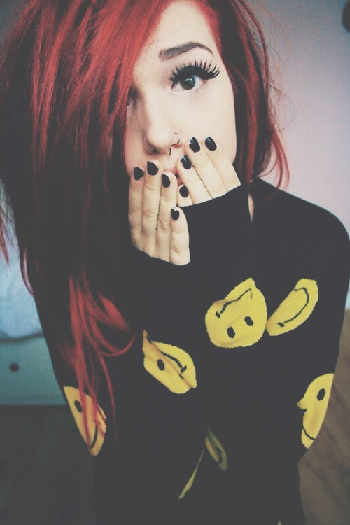 Cute emo tumblr girls red hair