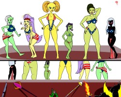 dacommissioner2k15:  ironbloodaika:  chillguydraws:    A new entry to @dacommissioner2k15 4th of July Jam commissioned by @ironbloodaika depicting several evil ladies from across the cartoon spectrum showing off their pride in the red, white, and blue.