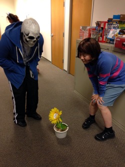 Frisk and Sans checking out Flowey :D
