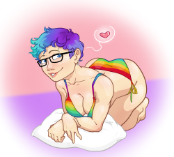 So since @yodel-at-yolorosa is doing a thing based on my work, I thought I’d return the favor!Go check her out if you like nudestuck and general hot people, cuzI mean, that rainbow bikinihoo lord