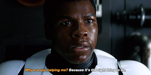 filmgifs:  Leia never gave up, and neither will we. We’re gonna show them we’re not afraid… They’ve taken enough of us. Now we take the war to them.John Boyega as Finn in the Star Wars sequel trilogy (2015-2019)