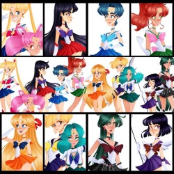 Here all the Sailor Scouts part of my 130 Ladies Project! (I am doing 6 more to have a 70 page artbook now) ❤️