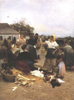 Lajos Deák Ébner (1850 Pest - 1934 Budapest), Poultry Market, 1885; oil on canvas, 132 cm x 97 cm; Hungarian National Gallery (Magyar Nemzeti Galéria), Budapest
