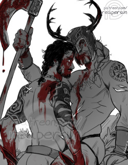 Support me on Patreon! =&gt; Reapersun@PatreonAnother patron doodle request~ Hannigram Vikings AU~~ With butts~