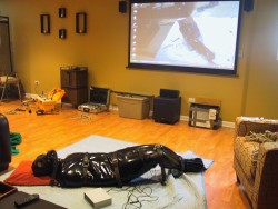 kyrbrlvr:  maxatl:  ropeguy62:  piss slave sealed away in MASTERS rubber sleep sack. After filling the sack with MASTERS piss as he sealed slave away. slaves cock,balls and ass being zapped by electro. All the while slave is forced to watch himself on