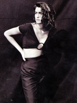 80s-90s-supermodels:  &ldquo;Seduzione&rdquo;, Marie Claire Italia, May 1990Photographer : Jacques OlivarModel : Yasmeen Ghauri 