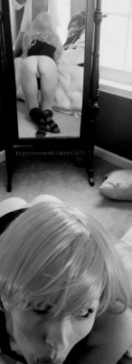 bigstixxxandsloppyslits:  www.bigstixxxandsloppyslits.tumblr.com Something about glancing from her lustful eyes to her amazing ass just makes the whole world disappear. Seeing her little slit get slick from sucking me ensures that it will be pounded until