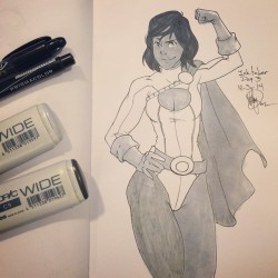 grimphantom:  wruzicka-reblogs:  Inktober Day Three. Really need to bring more of my copic markers if I’m gonna try doing a grey tone again. So someone suggested (among other things) Korra as Power Girl, and since I like both characters, I thought why