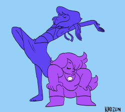 khozen:  amethyst and lapis fusion, iolite!! I had this one on my mind for a long time. I think their fusion dance music would be something like this maybe 