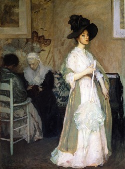 artmodelnyc:  The Athenaeum - Woman in Pink and Green - Edmund Tarbell  