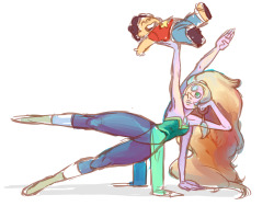mamzerfaust:  Opal and Steven sketch brought to you by frustrating tabletI’ve been doing a lot of yoga :^0 