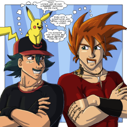 pokemonawcsketch:  Grown up Ash Ketchum and Gary Oak from my fan comic sporting some moustaches for Movember, because I felt like it. You can read my comic here: http://pokemonawc.tumblr.com 