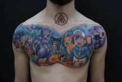best-gaming-tattoos:    Amazing Pokemon chest tattoo done by Recep Altunkilic.  