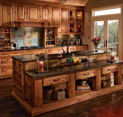 Country rustic kitchen islands