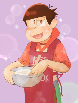 weekly-osomatsus:  “Oh ! Welcome home honey, I’ve been cooking dinner for us… would you like to help out?~ “ Yo, happy valentine’s for all of you my lovelies 💕💖💕 Have fun next to ovaries killer Oso, I know he killed mine last episode