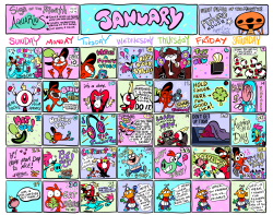 wanderin-over-yonder:  Starting the year off with a WOY-themed calendar that I totally didn’t rush trying to get done New Year’s Eve. All character birthdays are that of their voice actors (that I could find). There’s a lot crammed in here, so you