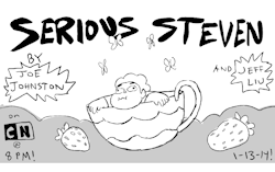 Storyboard Artist Jeff Liu says:  FINALLY!! Steven Universe is back! Tune in to CARTOON NETWORK on Monday the 13th for SERIOUS STEVEN! Boarded by Joe Johnston and Jeff Liu! 