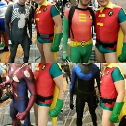 drainedheroes:  thesidekink:  Flamecon 2 male cosplayer appreciation.   One awesome thing about comic cons is the plethora of men in skin tight spandex and the tonnage of bulges around. Was fun to take pics with other costumers.  (via Tumbling)