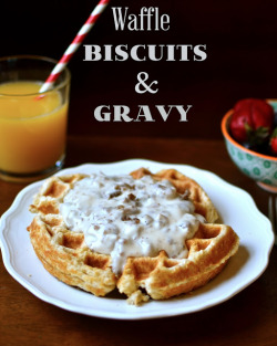guardians-of-the-food:Waffle Biscuits and Gravy