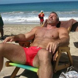 stratisxx:  Hung daddies on the beach always get the boys horny and hungry for cock.