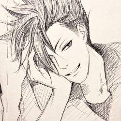 mmmaoh:  12.29.2014 - Quick sketch of Kuroo. His hair is hard to draw…