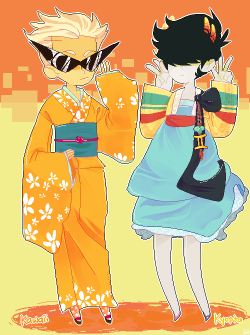 cashtier:  i lost internet connection so i draw dirk in a kimono and mituna in a uh hanbok for whatever reasonuh wow i drew these by memory and i think it’s inaccurate im sorry  