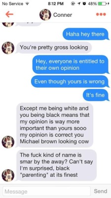 feministwomenofcolor:gold-kushkloudz:  I had to post this!!! Ppl so disgusting  LOL white men like to act tough as shit until they realize that for the first time in their life there might actually be consequences for their actions
