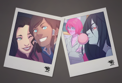 denimcatfish:  Some of the Polaroid prints I will be selling at the con this Saturday. Korrasami and Bubbline wat. 