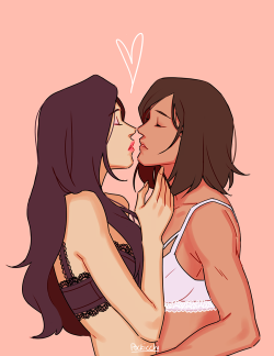 pockicchi:  ❤happy valentines day !!!❤ i kinda drew some .. spicy korrasami …  pose is referenced from this lovely photo !!