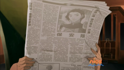 kwongs:  swan2swan:  But who is THIS lady, I wonder? Remember how we saw Tahno back in Book One via a newspaper photo? Who is being foreshadowed here? A player for Book Four? Someone from the next episode? WHO ARE YOU?  The headline under her picture