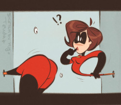 Helen Parr - Glory Days - Cartoony PinUp SketchLate night quicky with Mrs Incredible in her red suit.  Newgrounds Twitter DeviantArt  Youtube Picarto Twitch  