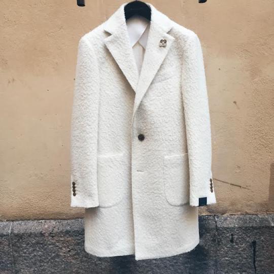 Lardini off-white casentino overcoat