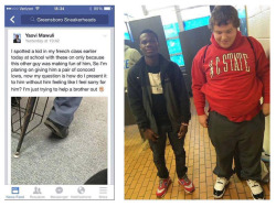 eyerollgoddess:  rudegyalchina:  pale-skin-no-kin:  ludgatess:  jus-a-dash:  Yaovi Mawuli, a high schooler from North Carolina, noticed that a fellow classmate of his had sneakers that were very worn down when other kids in the class made fun of them.