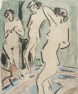 amare-habeo:Ernst Ludwig Kirchner (1880-1938), Drei Mädchen im Raum [Three girls in the room], 1909. Museum Pfalzgalerie, Kaiserslautern, Germany. 