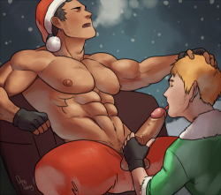 gay-art-and-more: men-in-art: Dong Saeng Happy Holidays from “Gay Art and More”. For the entire Christmas series, go here: http://gay-art-and-more.tumblr.com/tagged/xmas My blog (Gay Art and More) is about gay erotic art, the nudist/naturist/exhibitionist